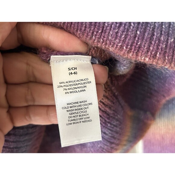 BeachLunchLounge S shadow rainbow stripe wool blend mock neck sweater cozy - Picture 6 of 8